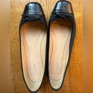 J. Crew Black Croc-Embossed Women's Flats